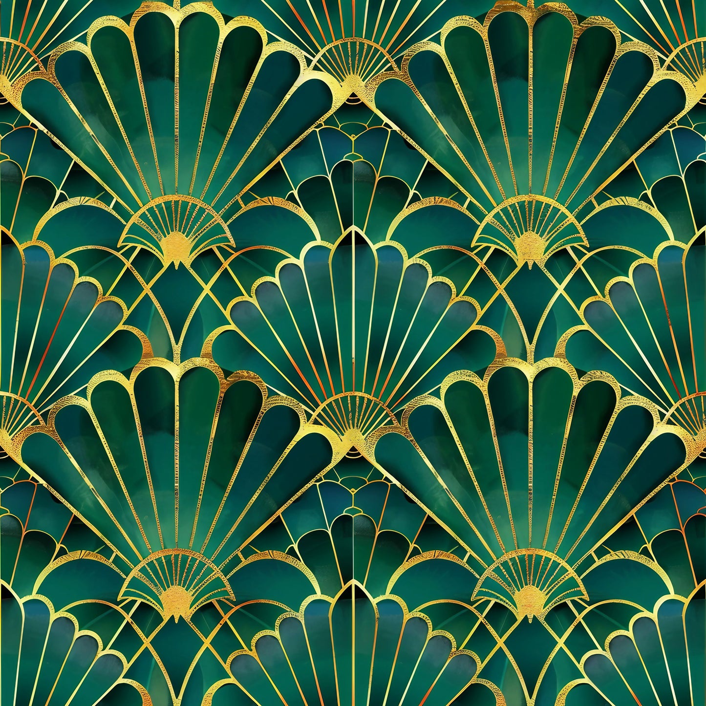 Art Deco Wallpaper - emerald green #3