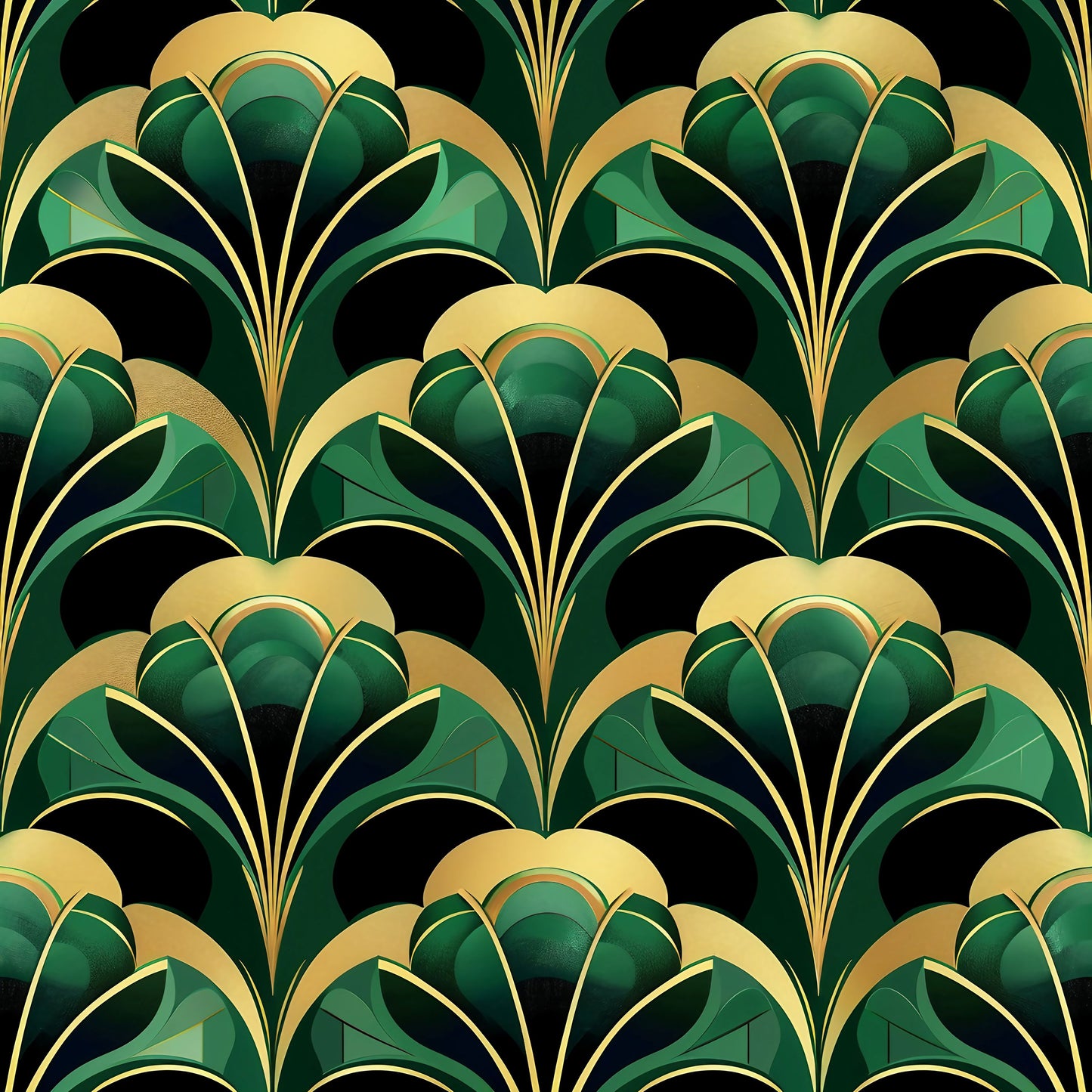 Art Deco Wallpaper - emerald green #9