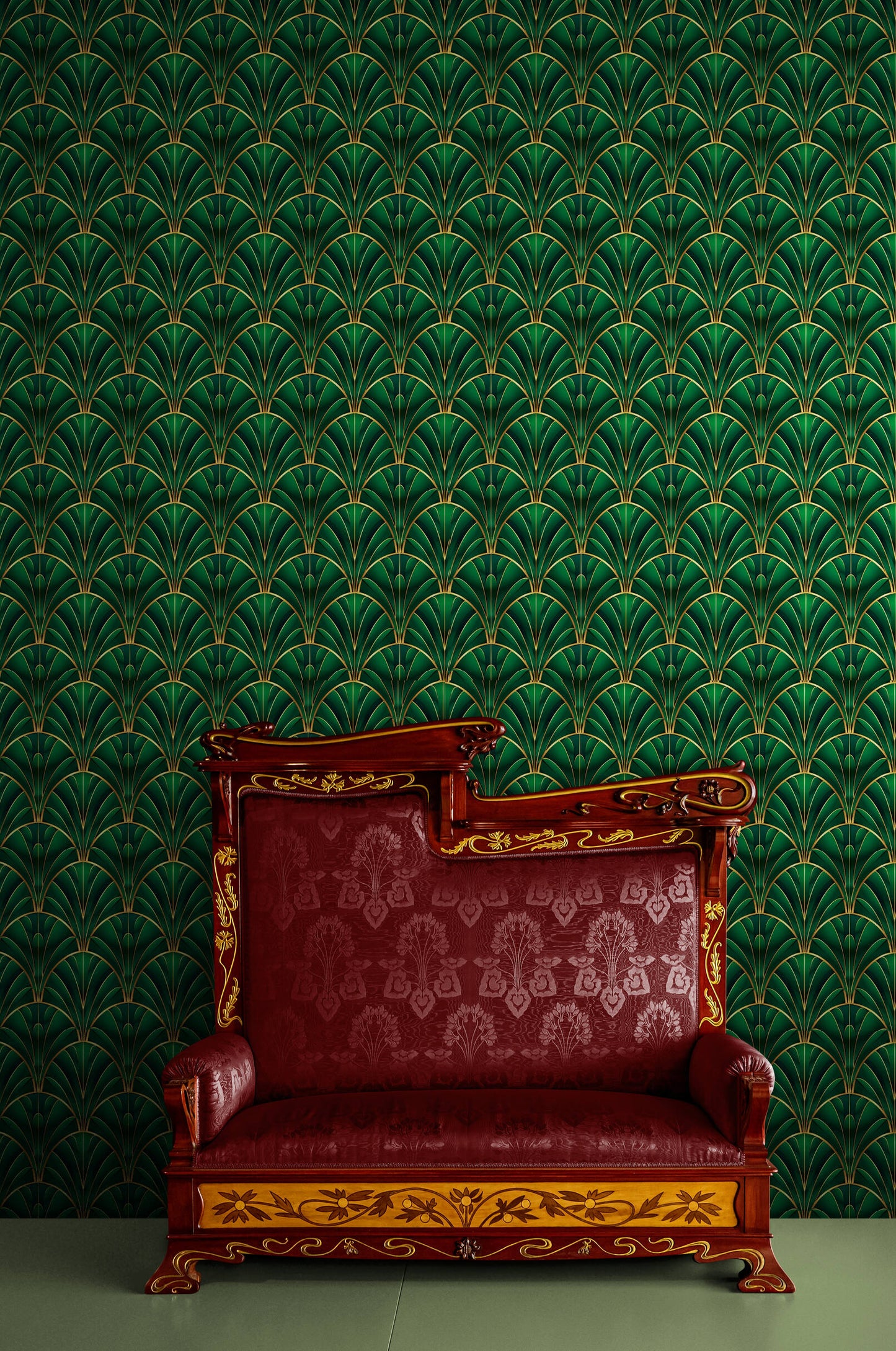 Art Deco Wallpaper - emerald green #4