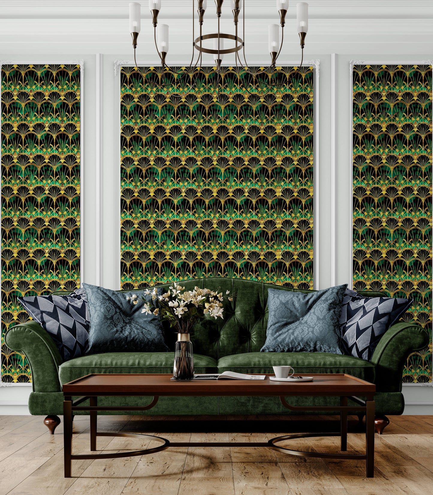 Art Deco Wallpaper - emerald green #1