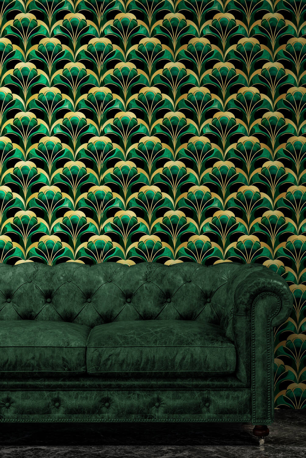 Art Deco Wallpaper - emerald green #9