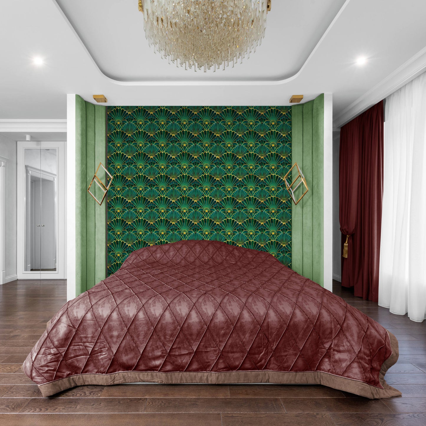 Art Deco Wallpaper - emerald green #3