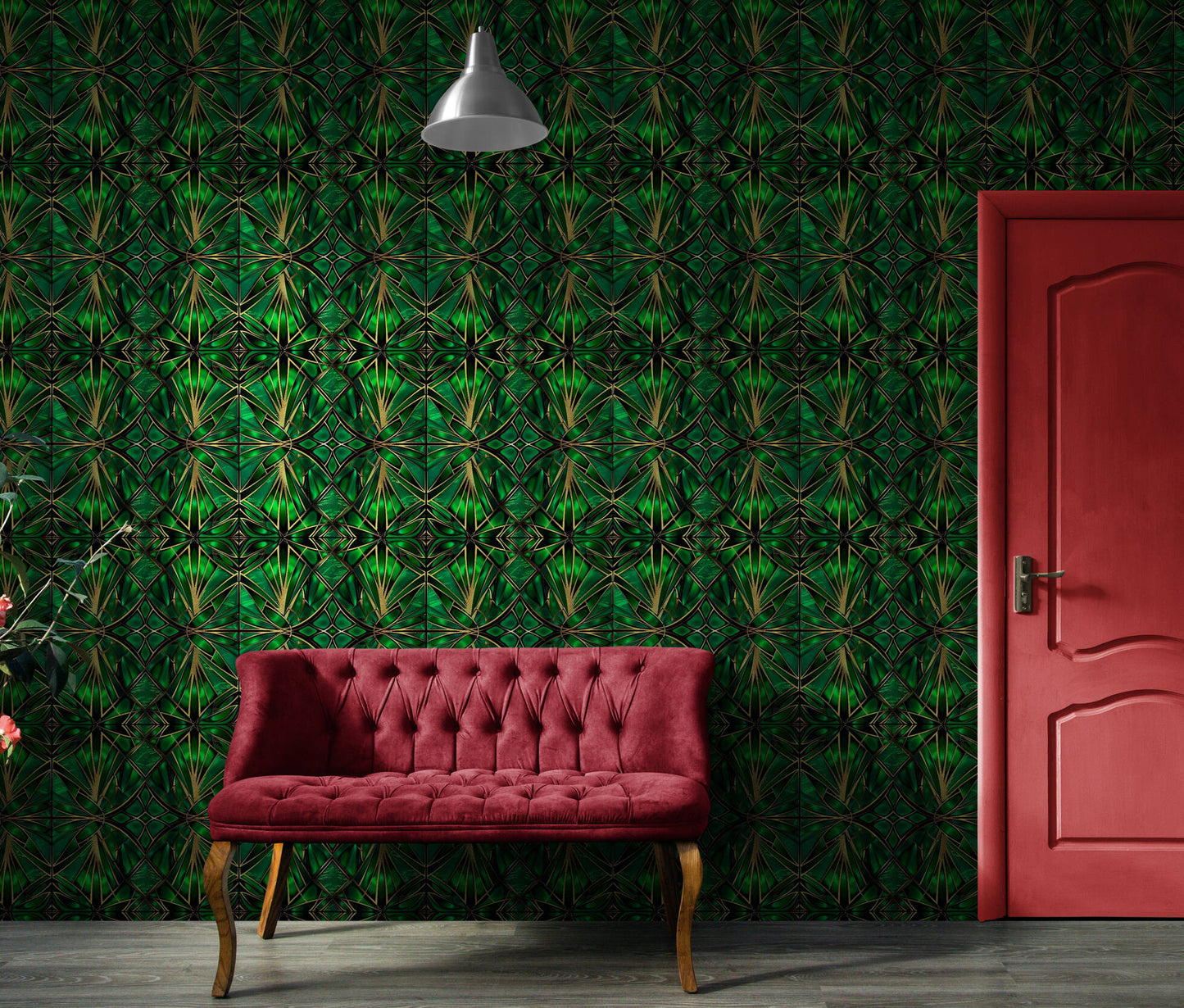 Art Deco Wallpaper - emerald green #12
