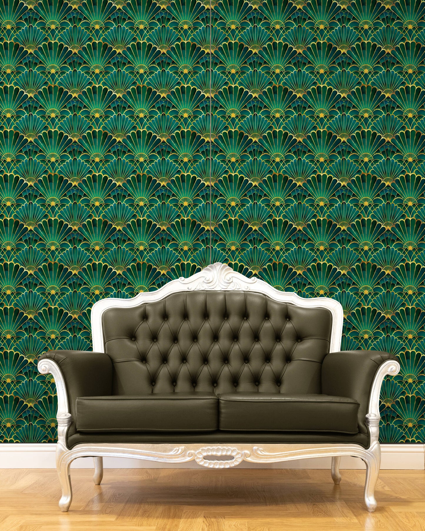 Art Deco Wallpaper - emerald green #3