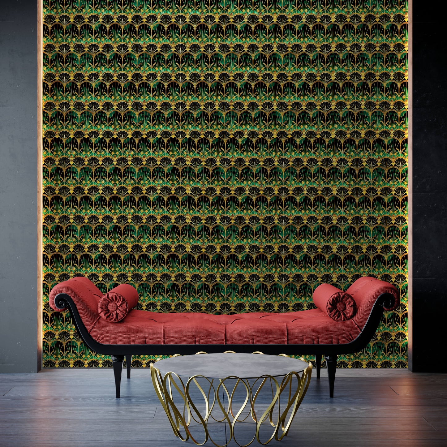 Art Deco Wallpaper - emerald green #1
