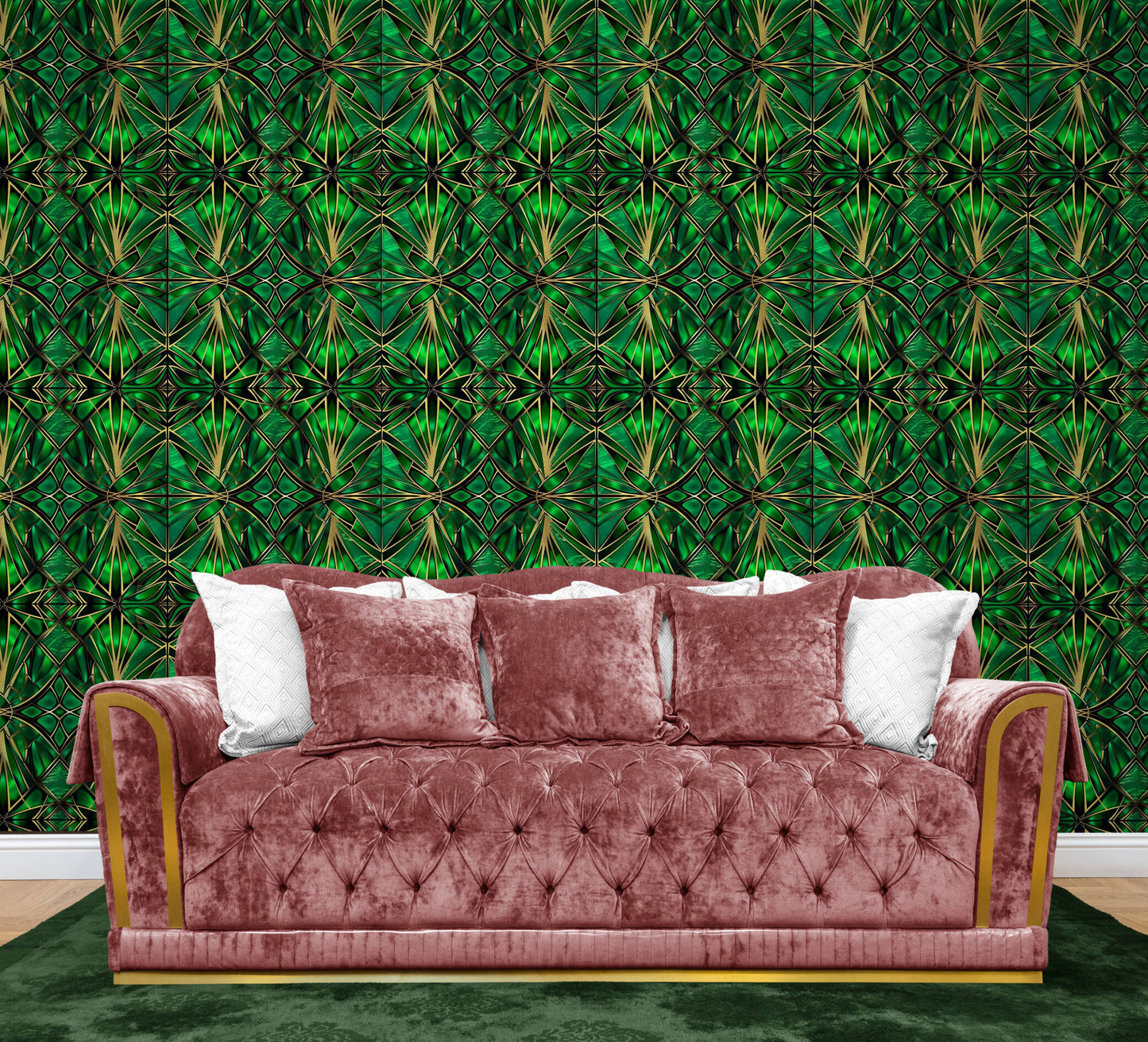 Art Deco Wallpaper - emerald green #12