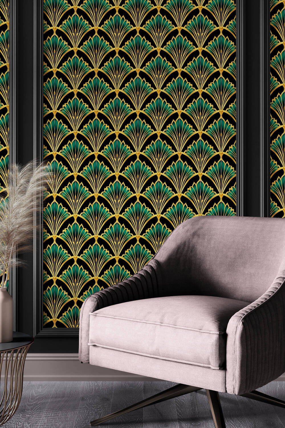 Art Deco Wallpaper - emerald green #5