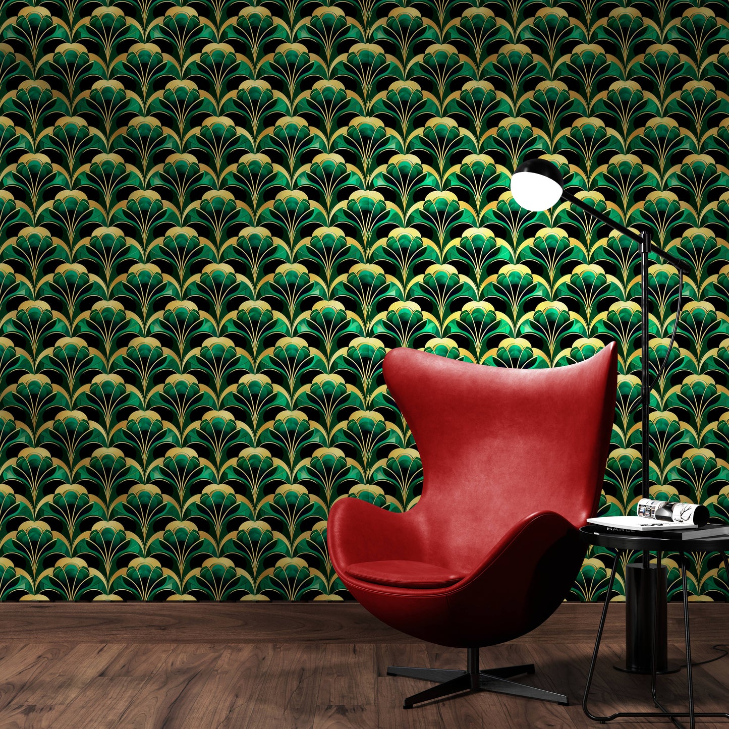 Art Deco Wallpaper - emerald green #9