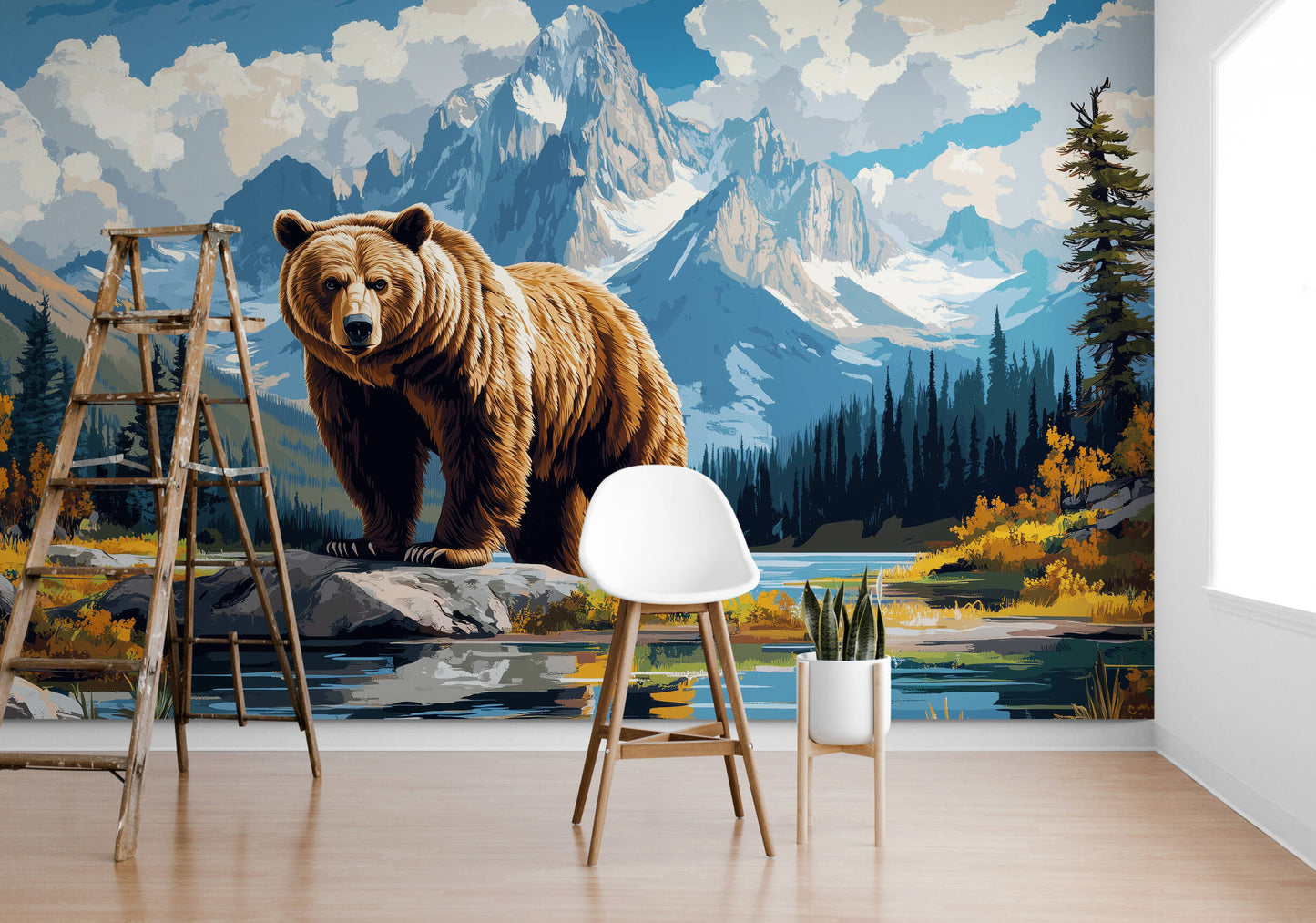 Bear Wallpaper - Peel and Stick Polyester