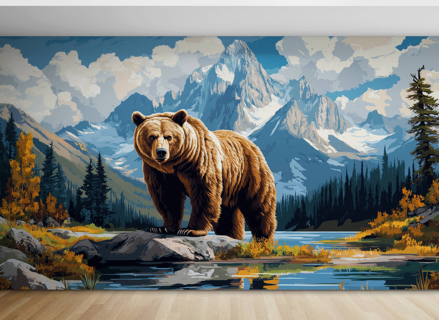 Bear Wallpaper - Peel and Stick Polyester