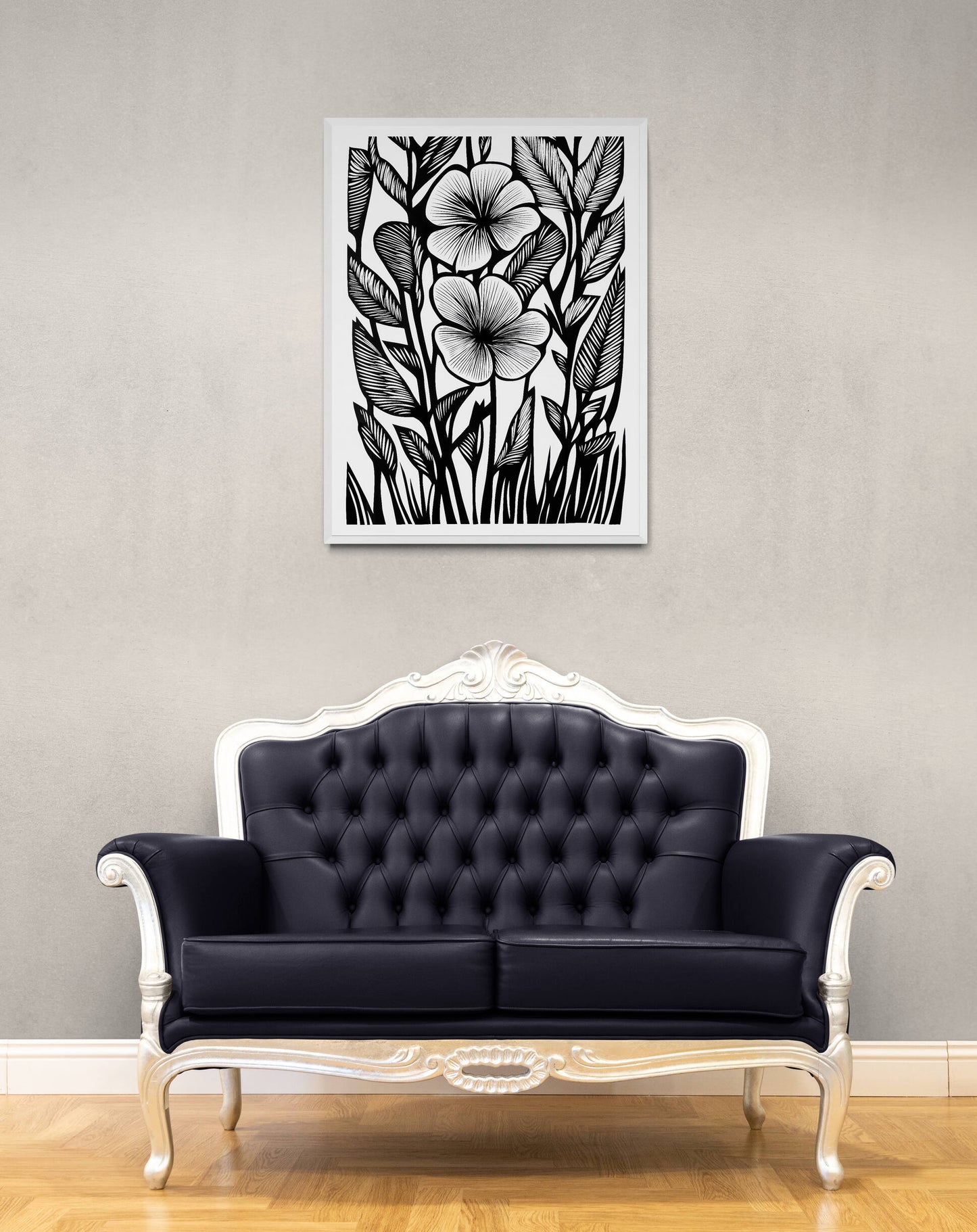 Boho style black and white wall art - framed and unframed canvas options