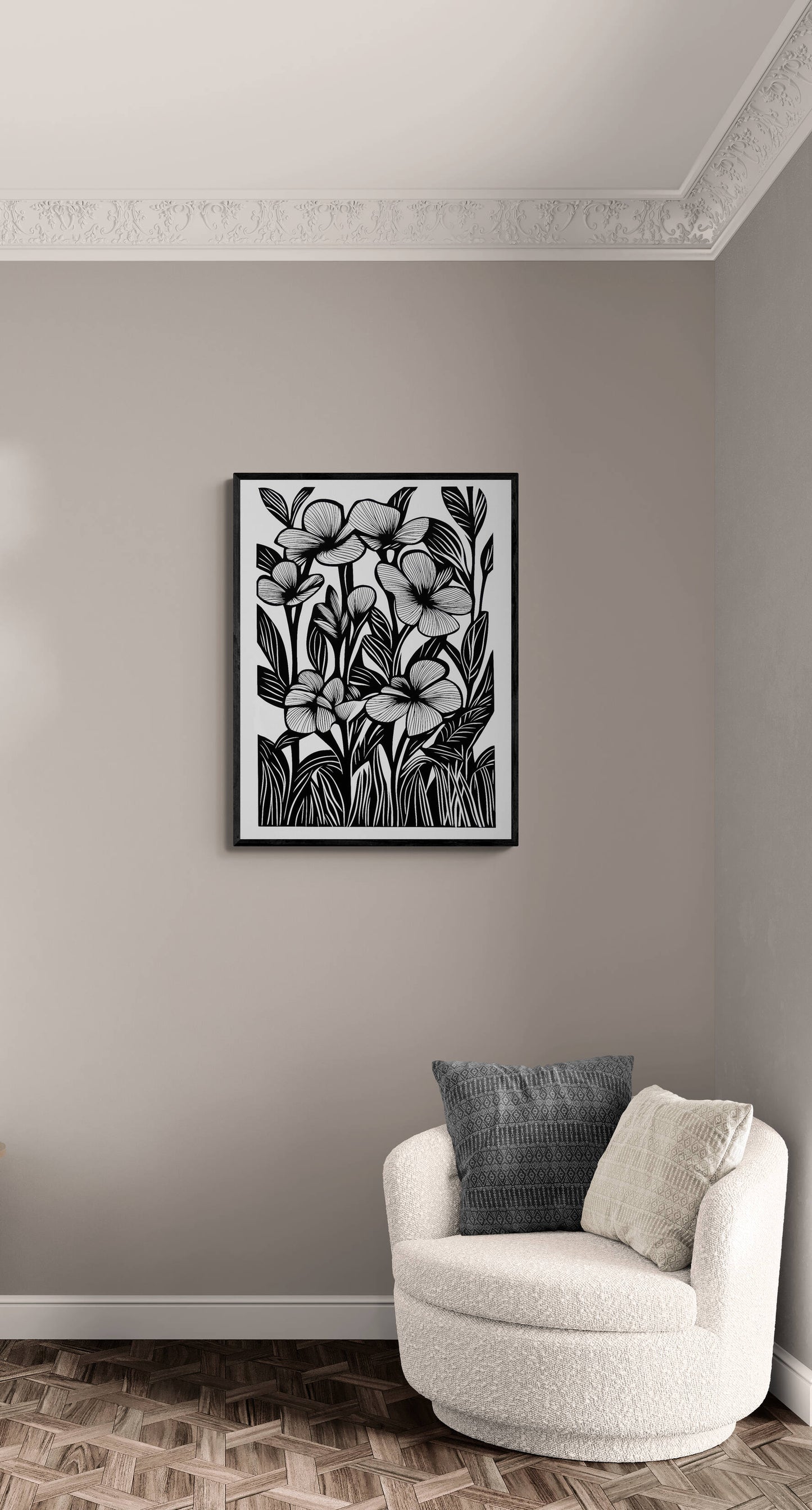 Boho style black and white wall art - framed and unframed canvas options