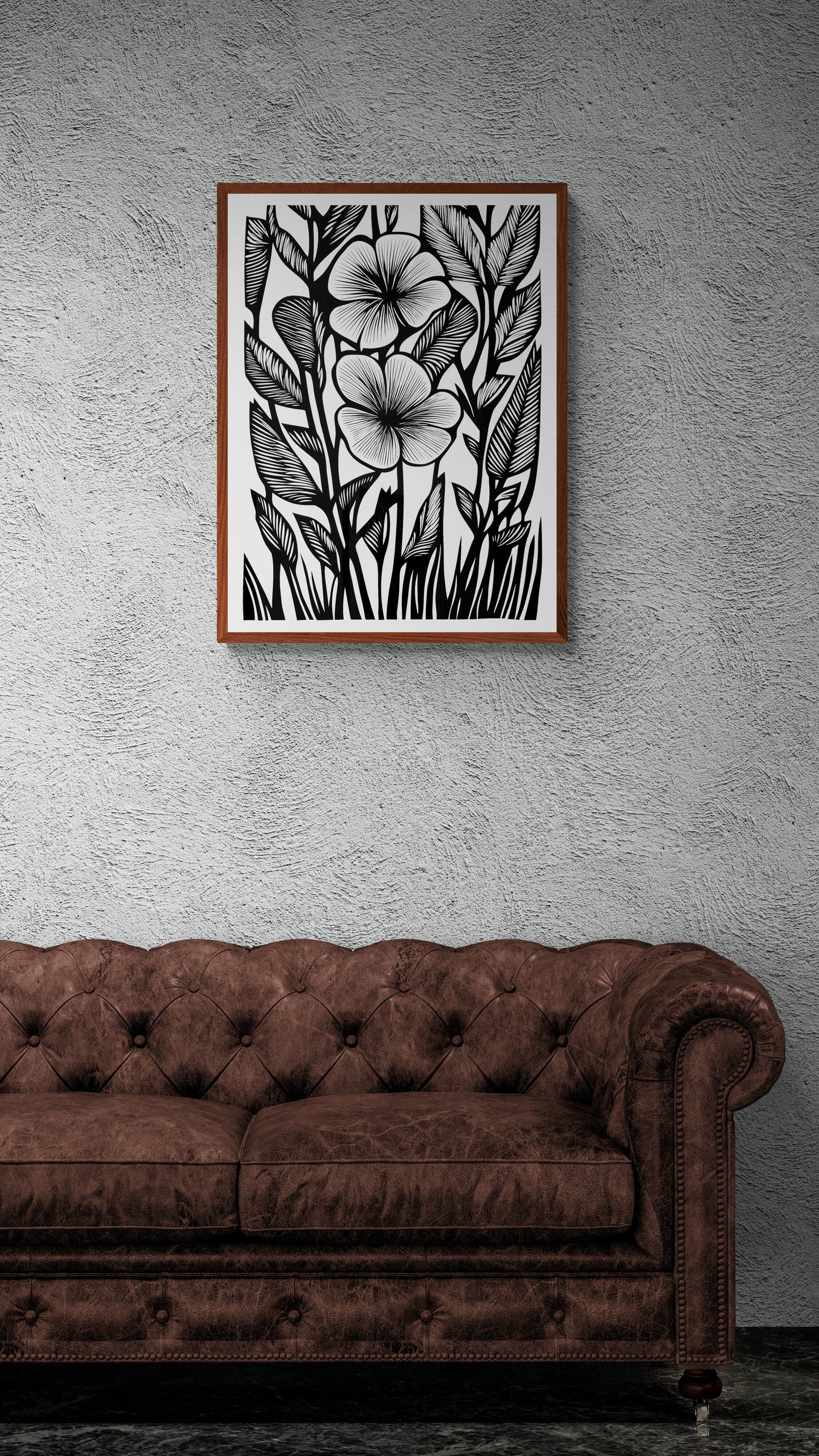 Boho style black and white wall art - framed and unframed canvas options