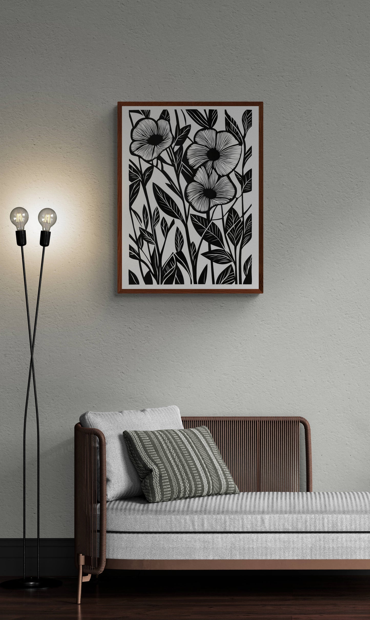 Boho style black and white wall art - framed and unframed canvas option