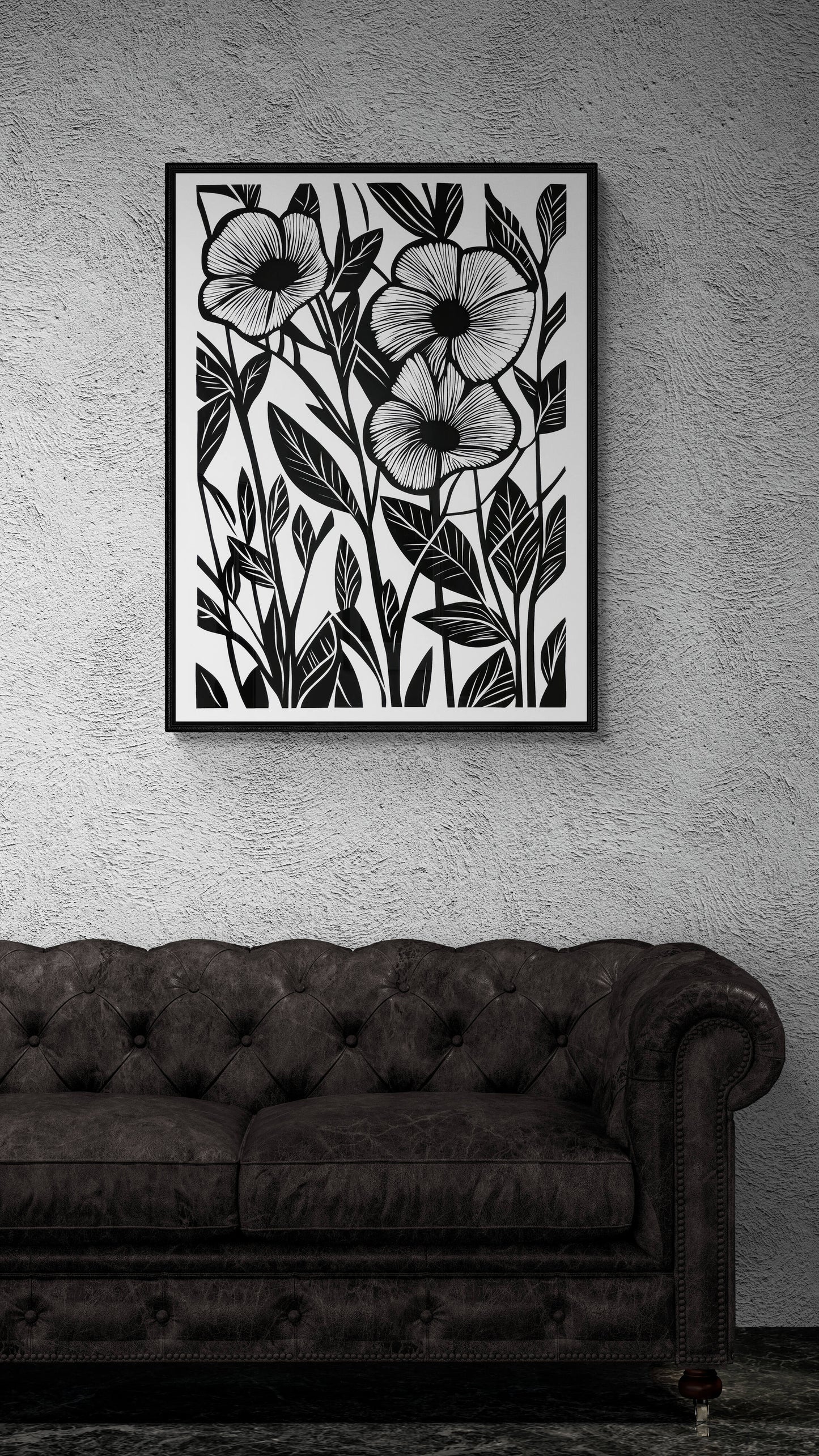 Boho style black and white wall art - framed and unframed canvas option