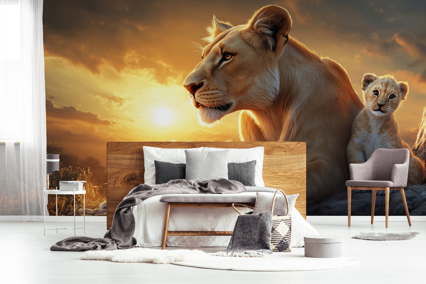 Lion Wallpaper - Peel and Stick Polyester