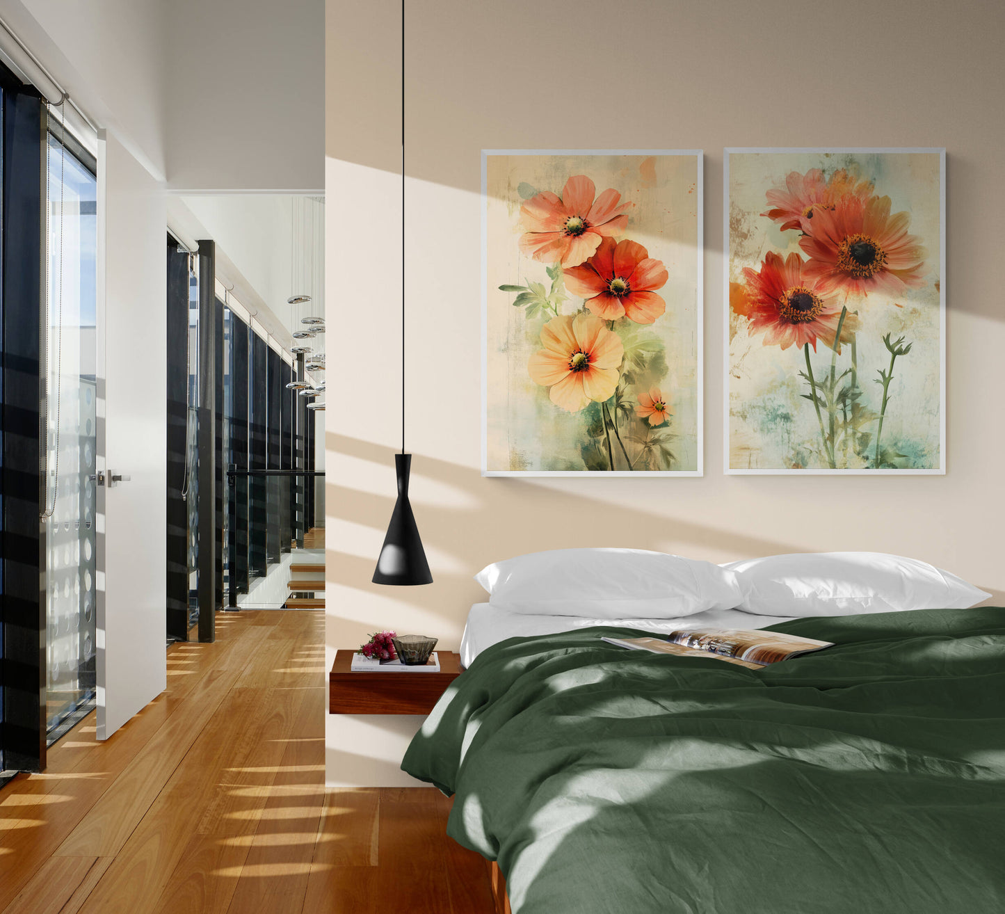Floral canvas wall art - framed and unframed canvas