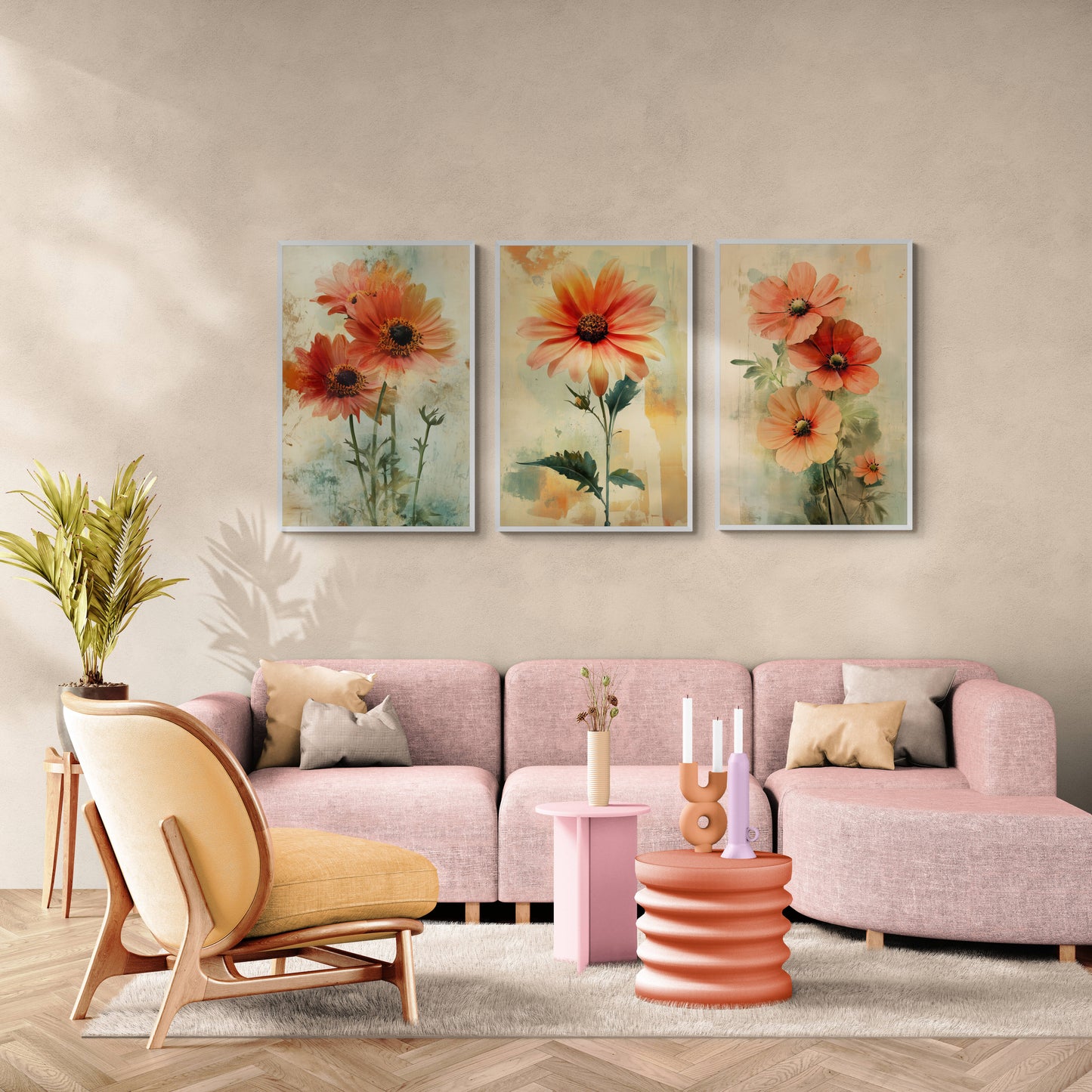 Floral canvas wall art - framed and unframed canvas
