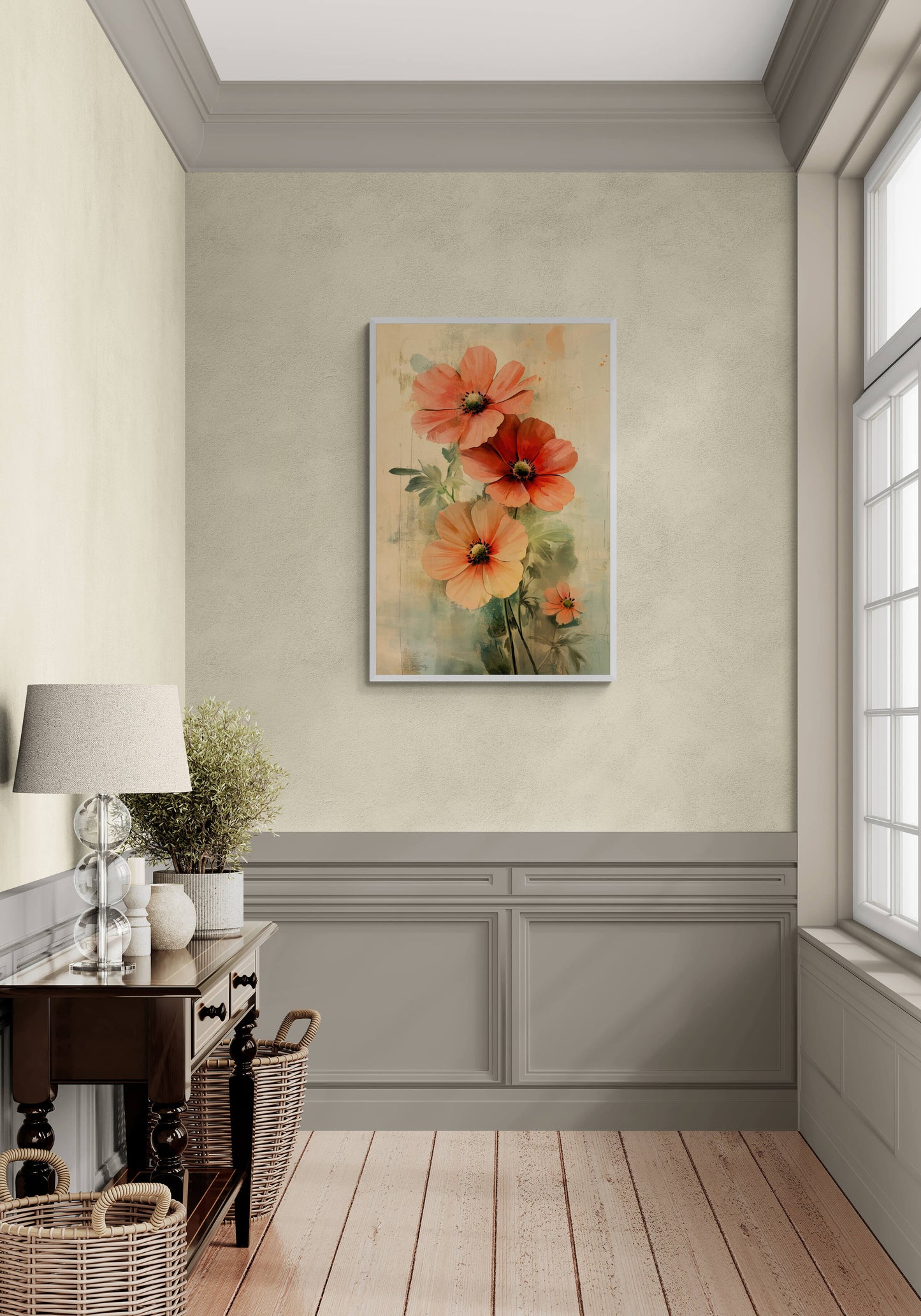 Floral canvas wall art - framed and unframed canvas