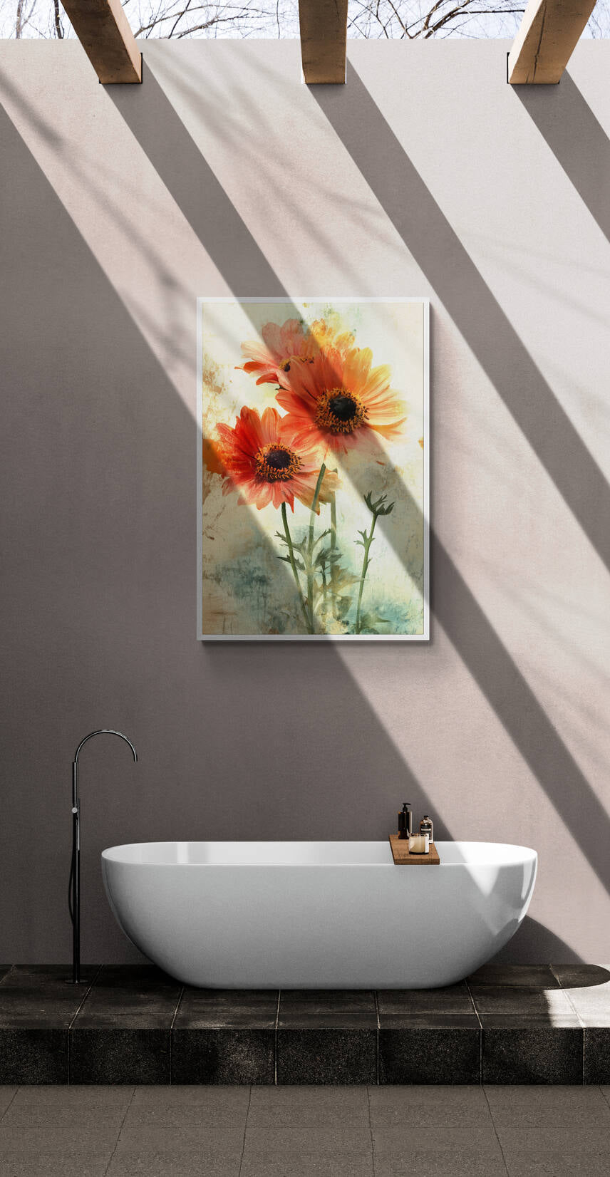 Floral canvas wall art - framed and unframed canvas