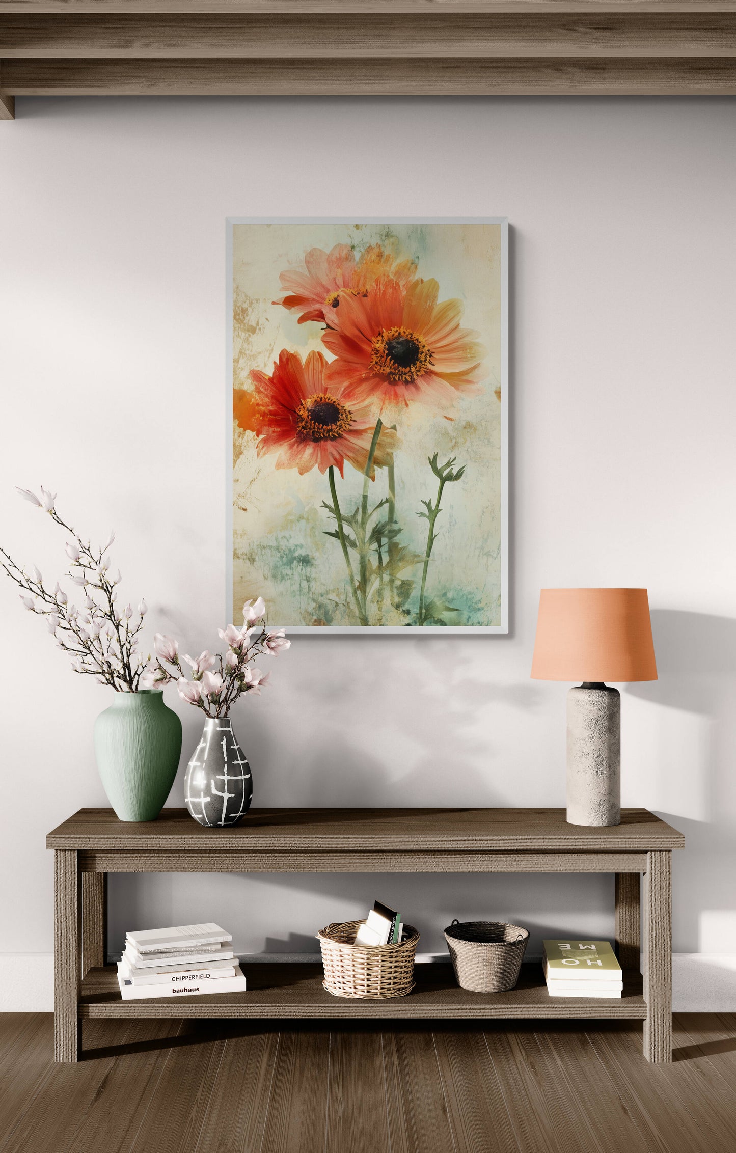Floral canvas wall art - framed and unframed canvas
