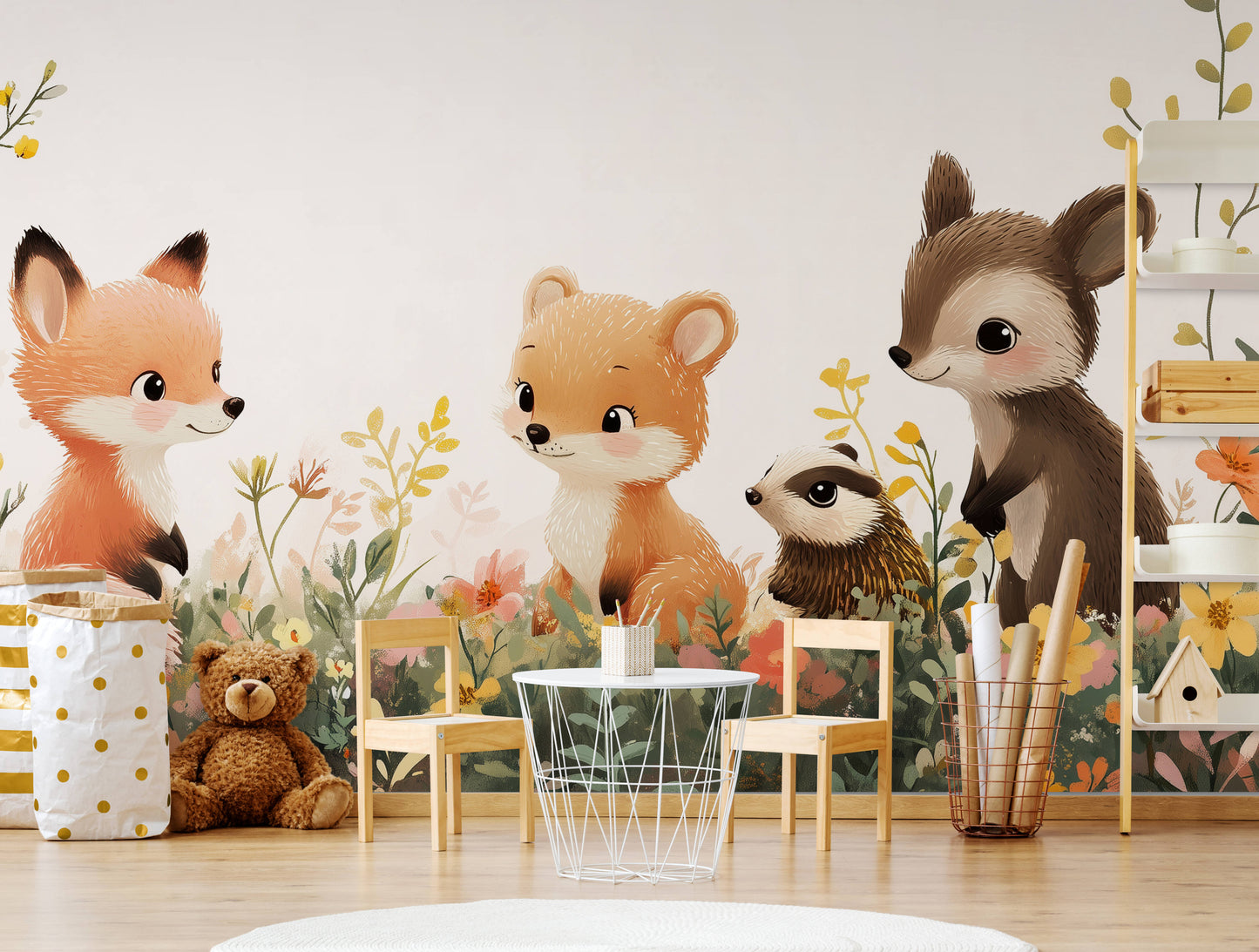 Kids Wallpaper - Woodland Animals (design-4)