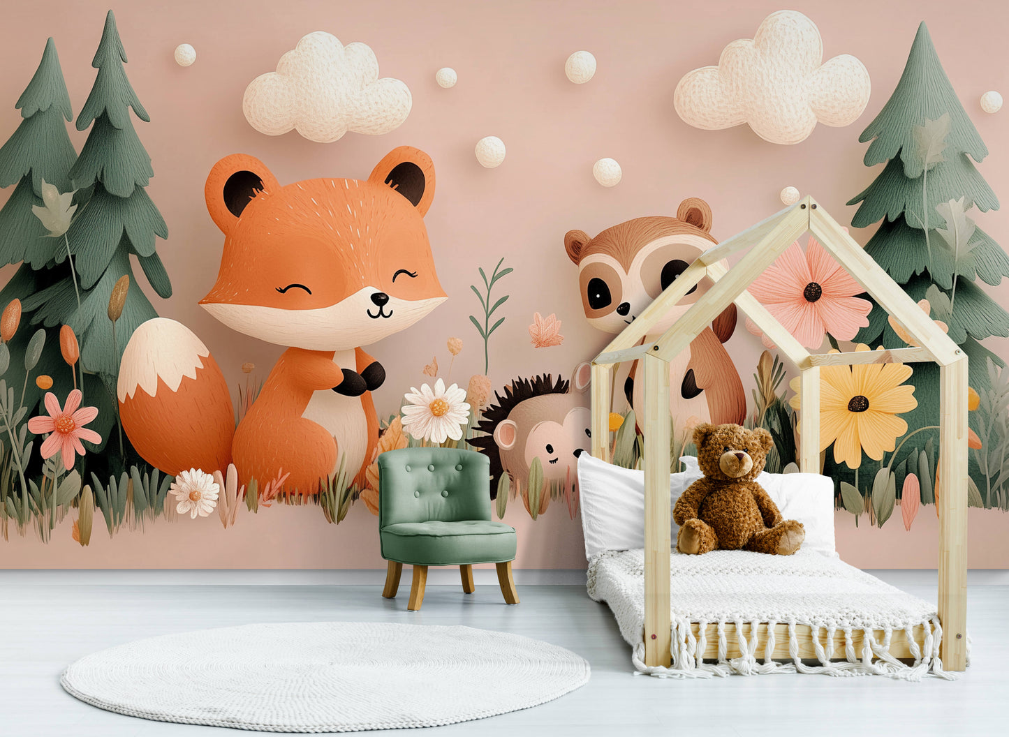 Kids Wallpaper - Woodland Animals (design-5)