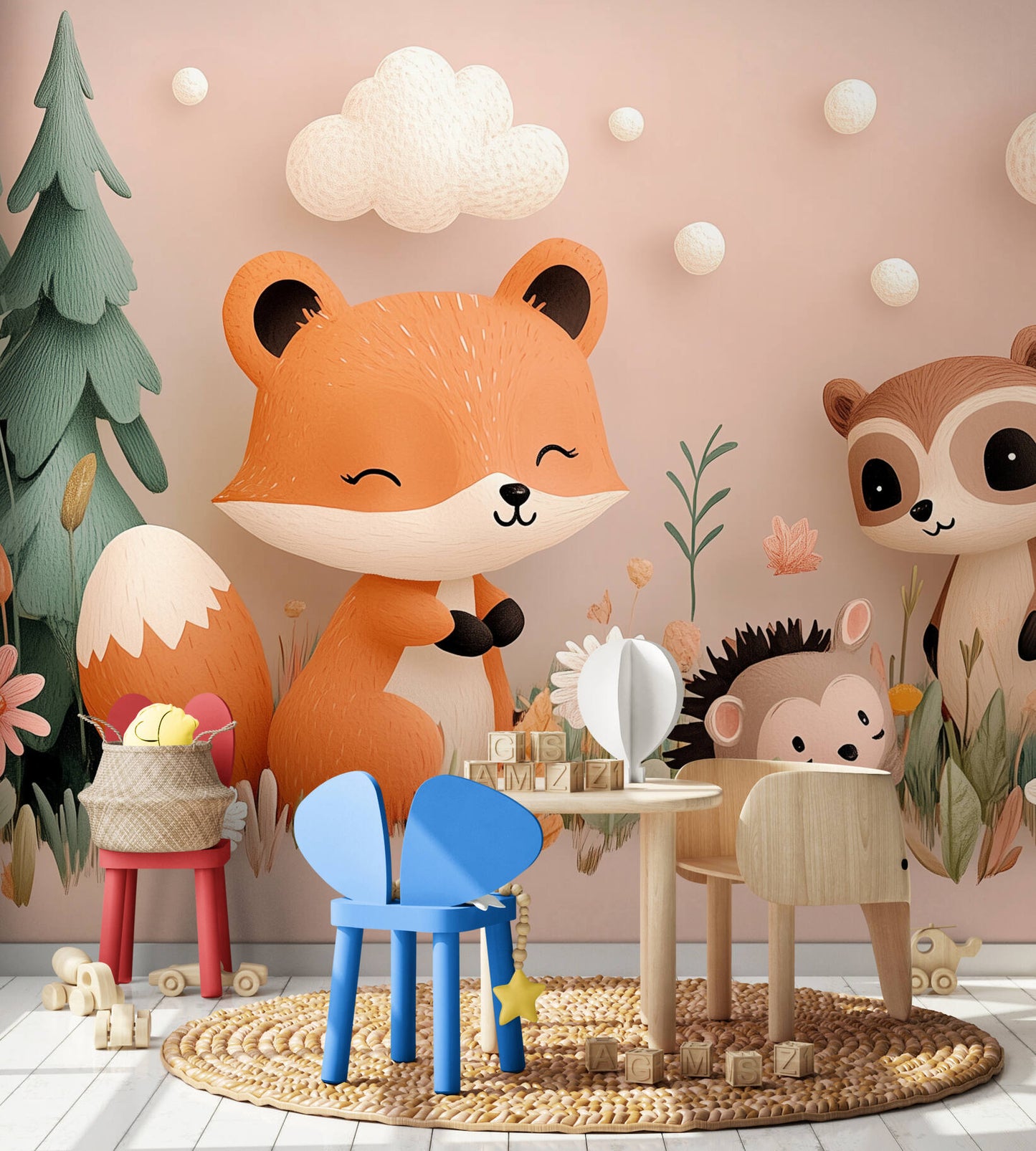 Kids Wallpaper - Woodland Animals (design-5)