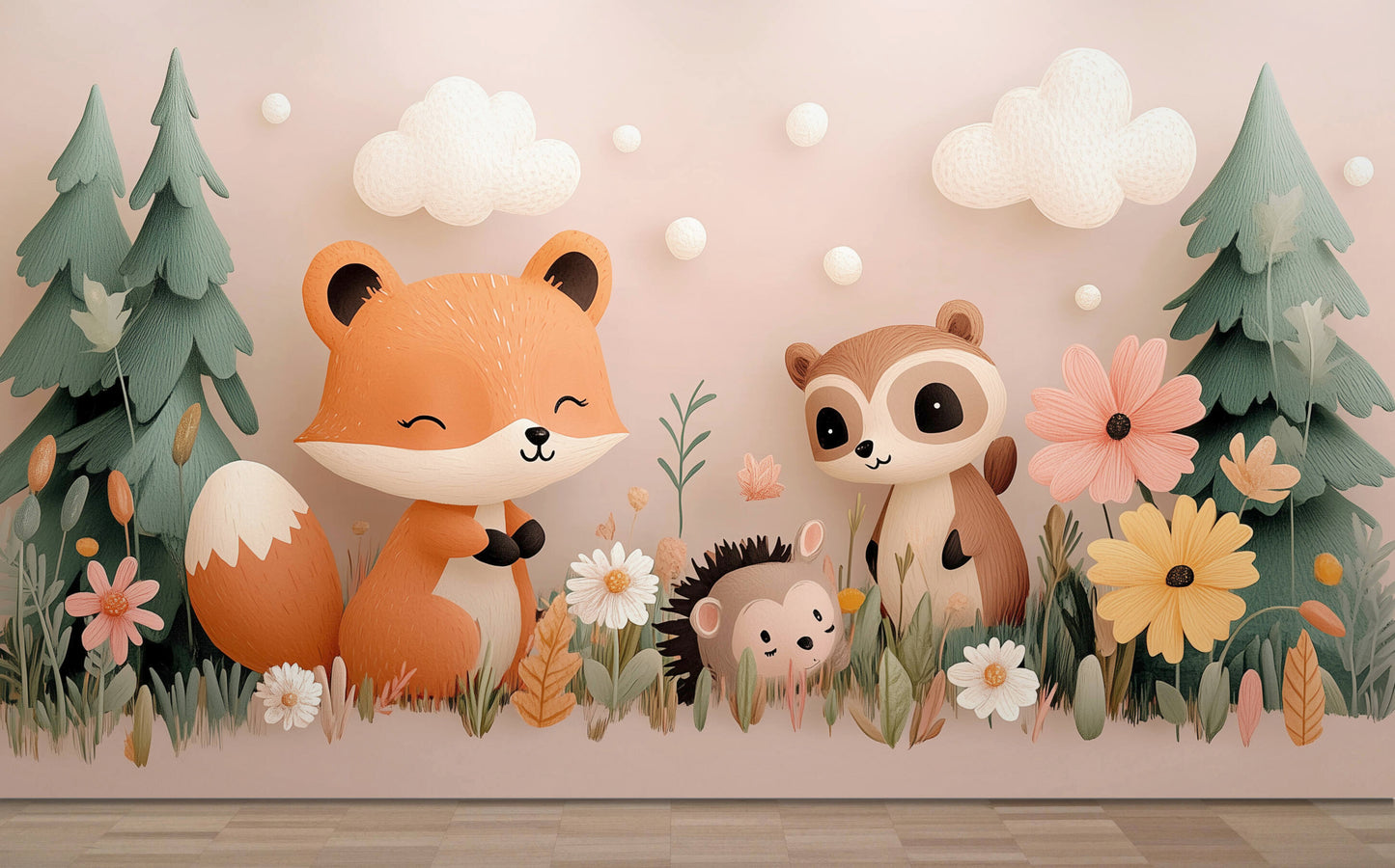 Kids Wallpaper - Woodland Animals (design-5)