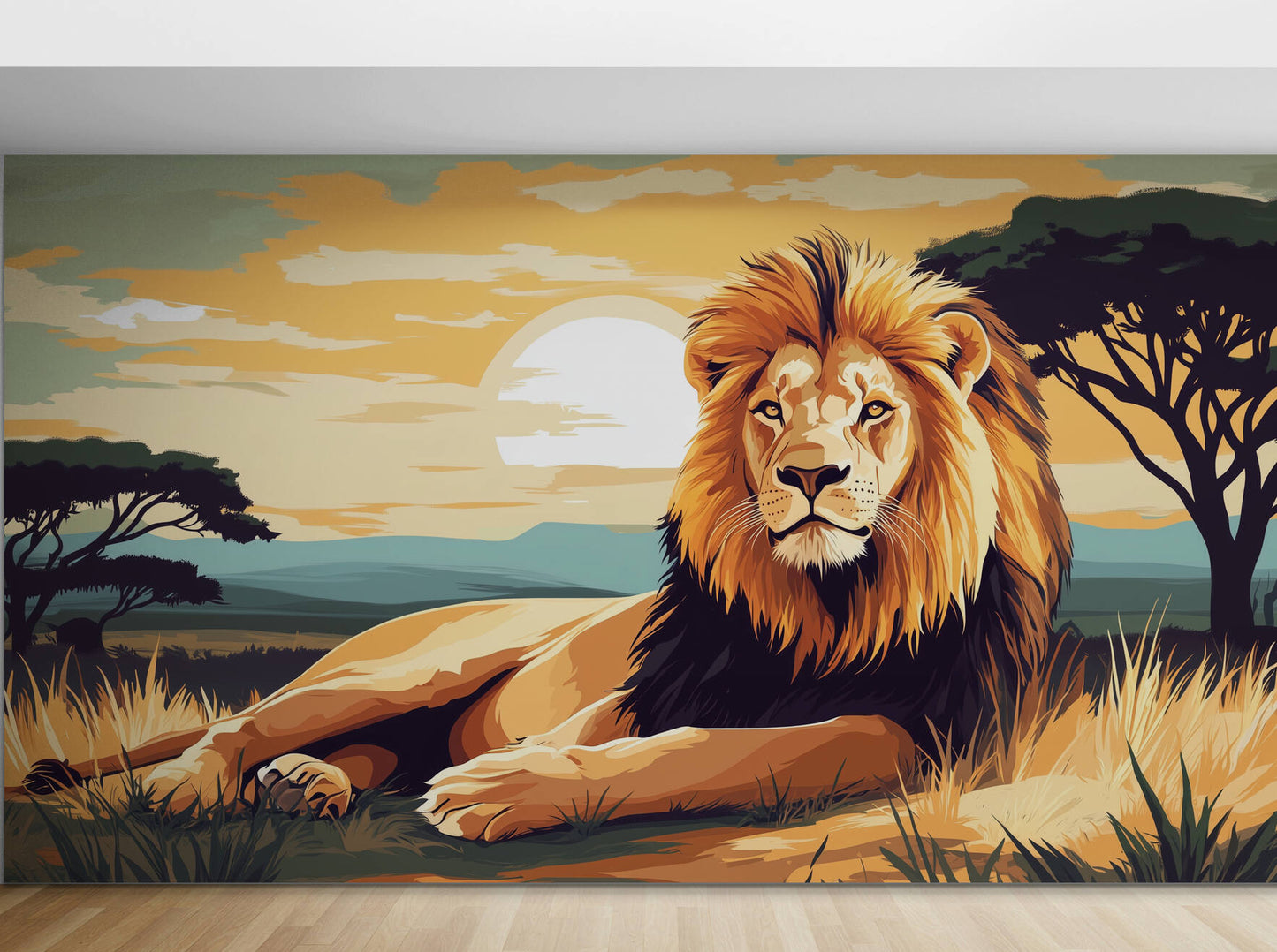 Lion Wallpaper - Peel and Stick Polyester