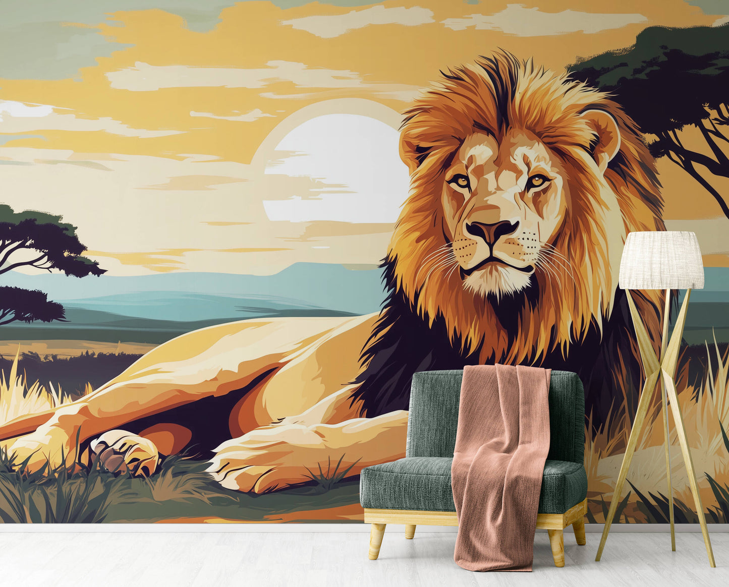 Lion Wallpaper - Peel and Stick Polyester
