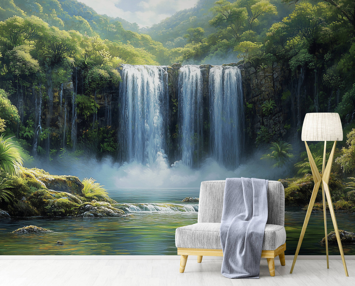 Waterfall Wallpaper - Peel and Stick Polyester